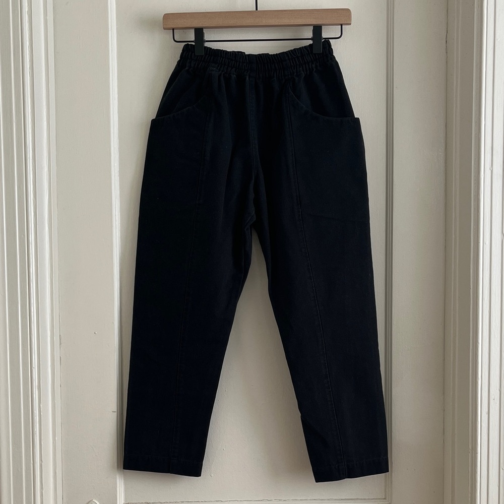 Elizabeth Suzann Clyde Pants in Black 100% Cotton Canvas Pull On Pants Size 0 S